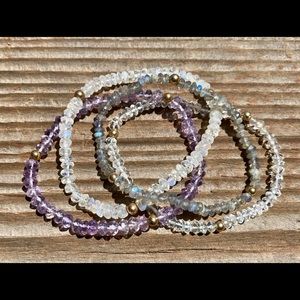 Amethyst Labradorite Moonstone Quartz 4 bracelets